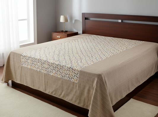 King Size Elegant Neutral Cotton Blend Bedsheet