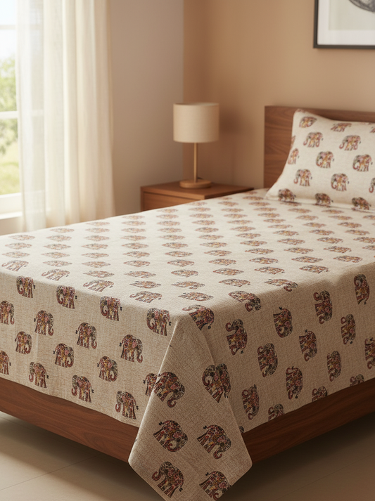 Jaipuri Hand Block Print Single Cotton Bedsheet