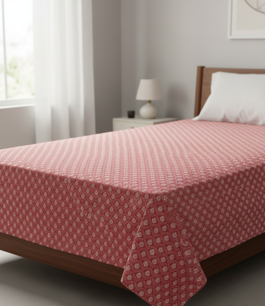 Hand Block Print Cotton Single Bedsheet