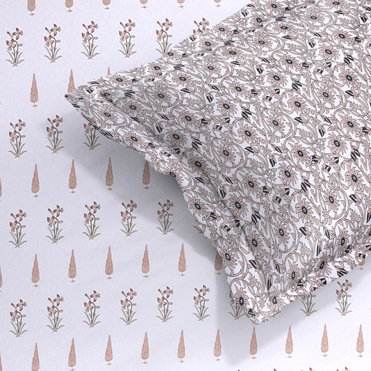 DIVORA CASA Premium 350 TC Cotton King Size Bedsheet – Elegant Botanical Print | 100% Pure Cotton | 350 TC | 108 x 108 Inches