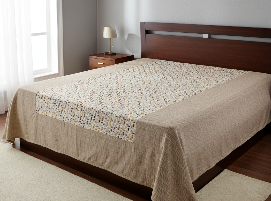King Size Elegant Neutral Cotton Blend Bedsheet