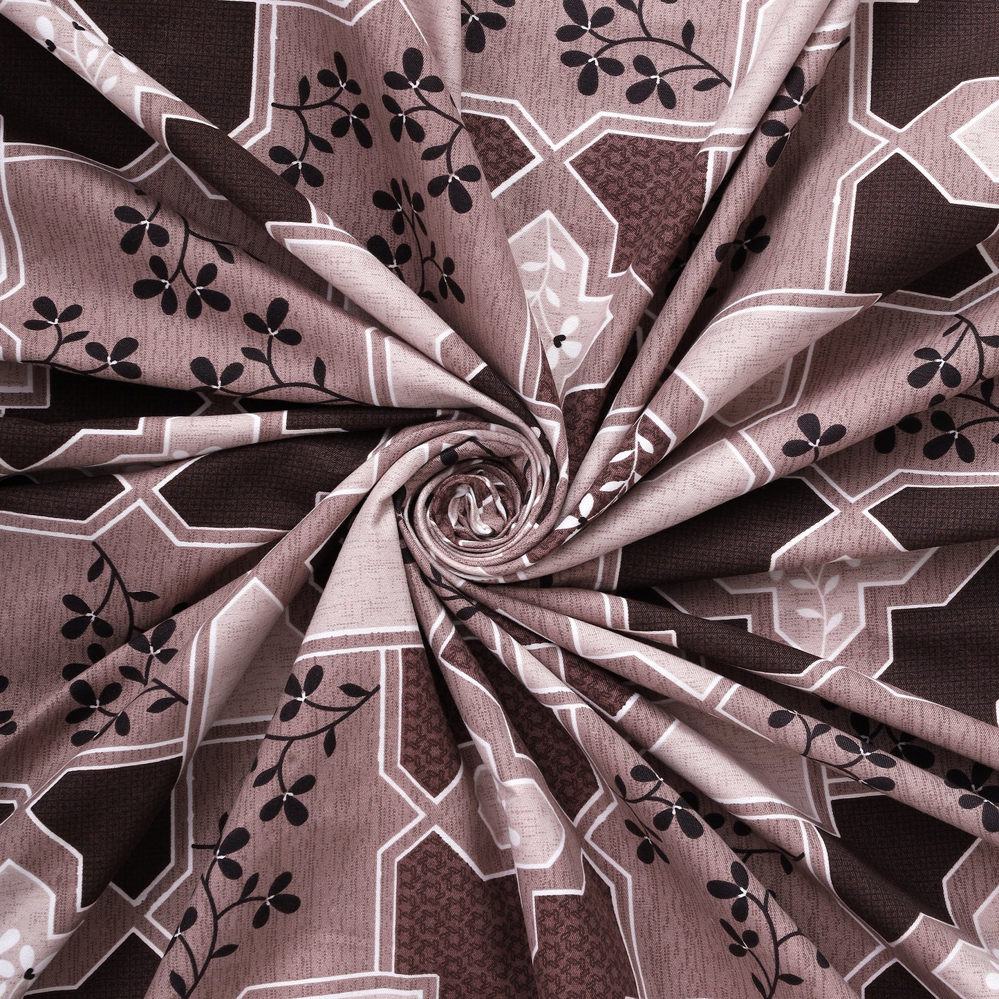 DIVORA CASA Geometric Floral Double Bedsheet Set – Satin Twill, 180 TC, Soft & Durable