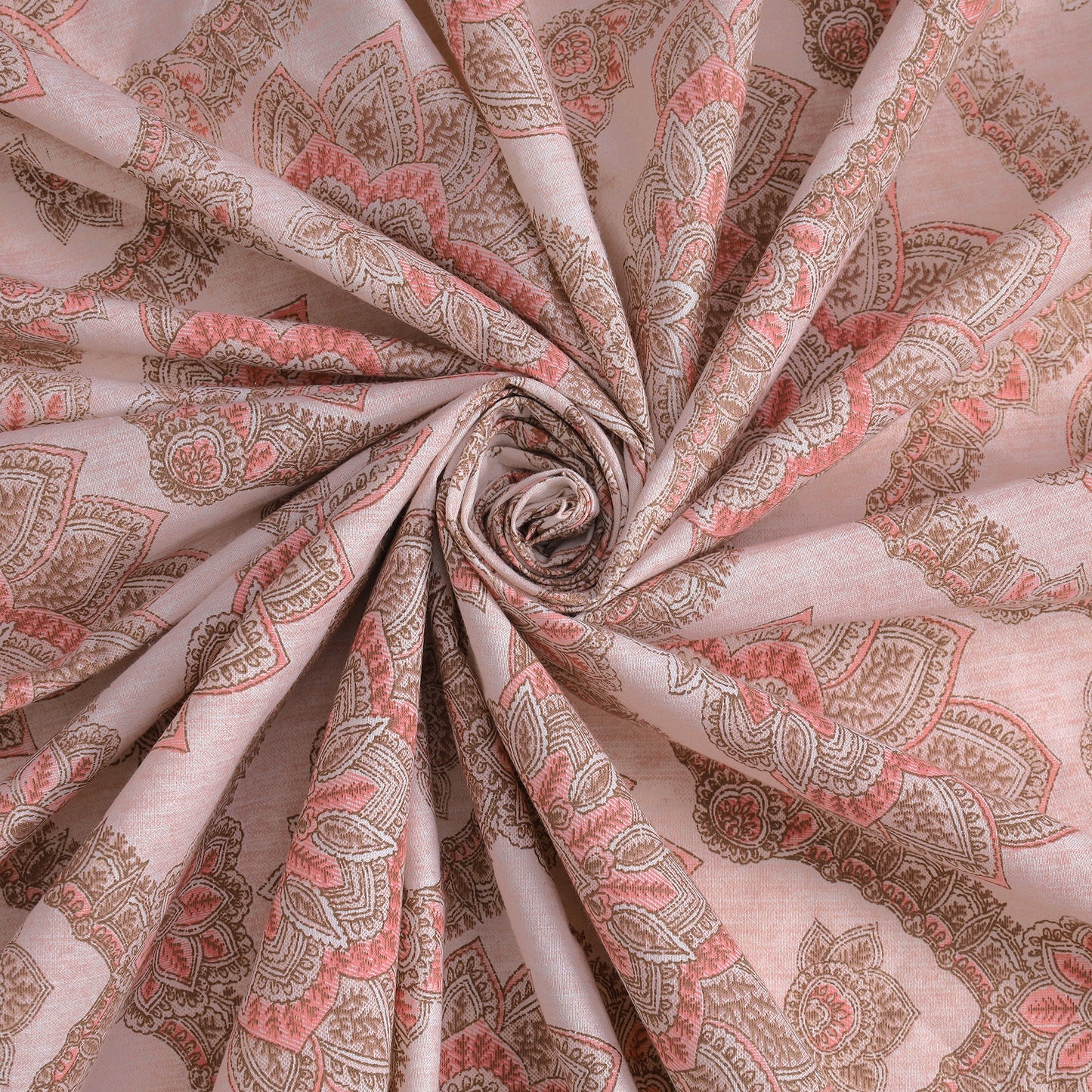 DIVORA CASA Premium Pure Cotton King Size Bedsheet – Soft Pink Jaipuri Floral Motif | 320 TC | 108 x 108 Inches | Breathable & Skin-Friendly