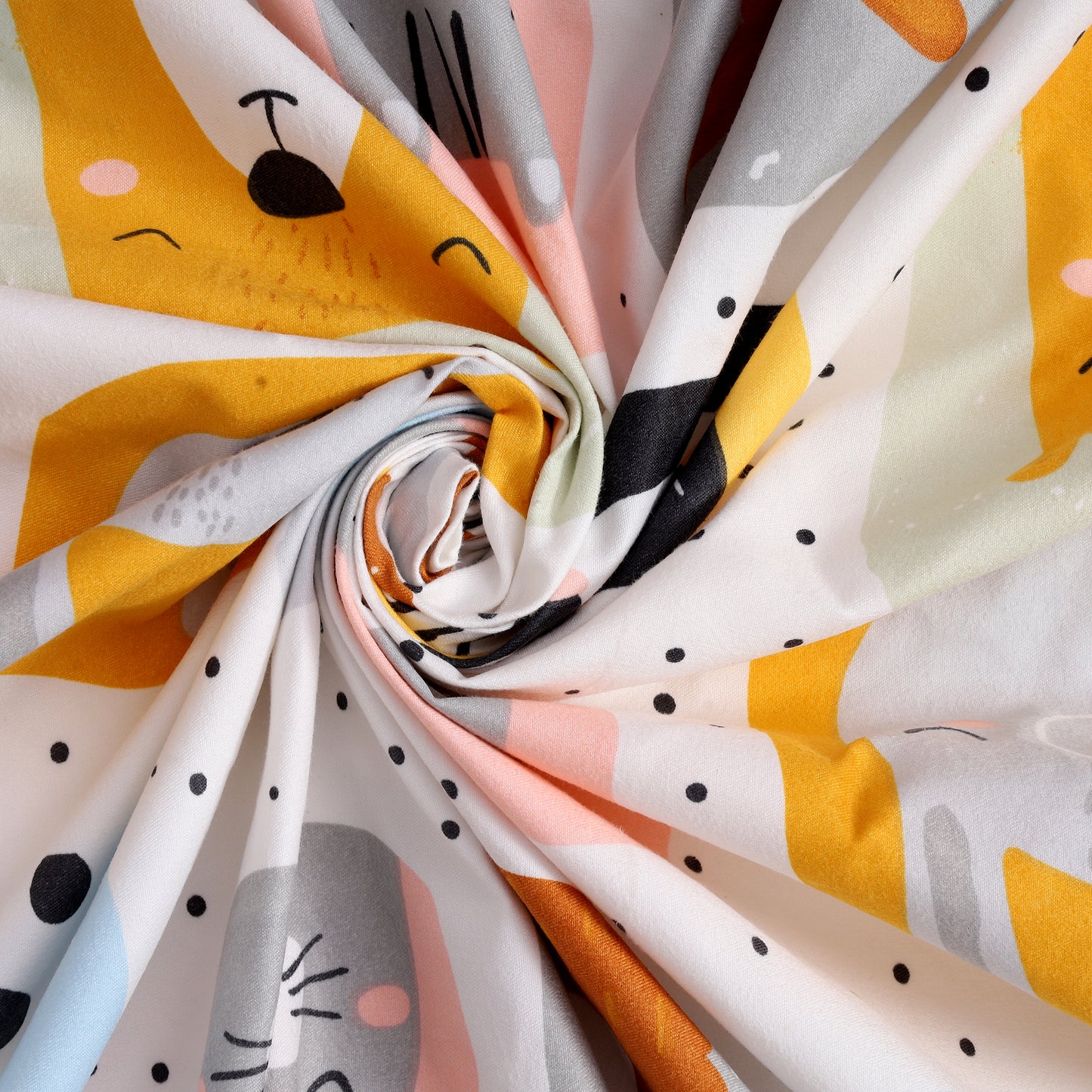 Kids’ Cartoon Animal Print Double Bedsheet with 2 Pillow Covers – Satin Twill | 180 TC | 225 cm × 245 cm