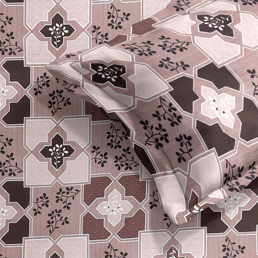 DIVORA CASA Geometric Floral Double Bedsheet Set – Satin Twill, 180 TC, Soft & Durable