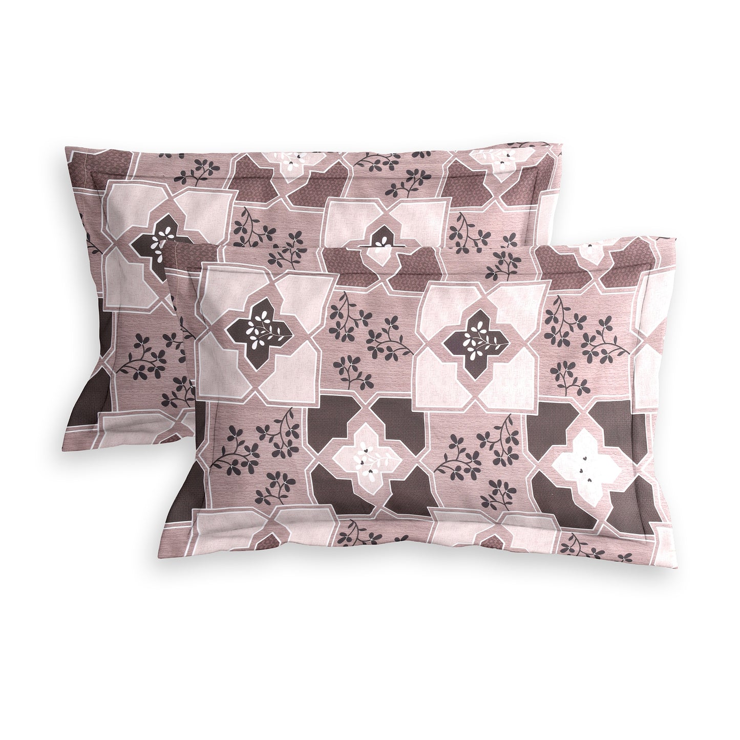 DIVORA CASA Geometric Floral Double Bedsheet Set – Satin Twill, 180 TC, Soft & Durable