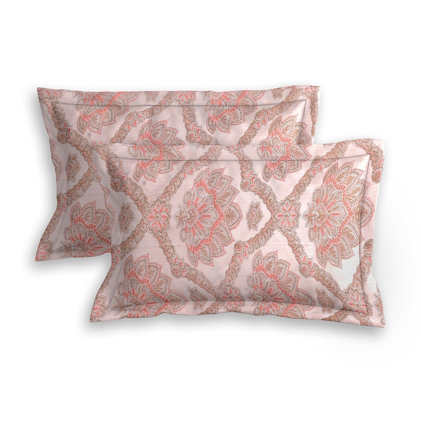 DIVORA CASA Premium Pure Cotton King Size Bedsheet – Soft Pink Jaipuri Floral Motif | 320 TC | 108 x 108 Inches | Breathable & Skin-Friendly