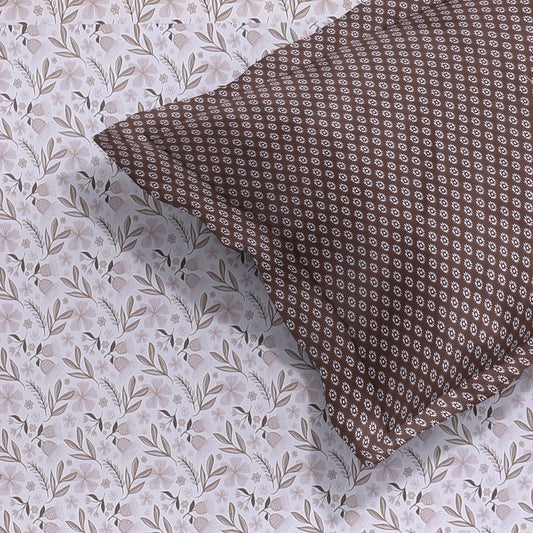 DIVORA CASA Premium 350 TC King Size Cotton Bedsheet – Soft Floral Vine Print | 108 x 108 inches