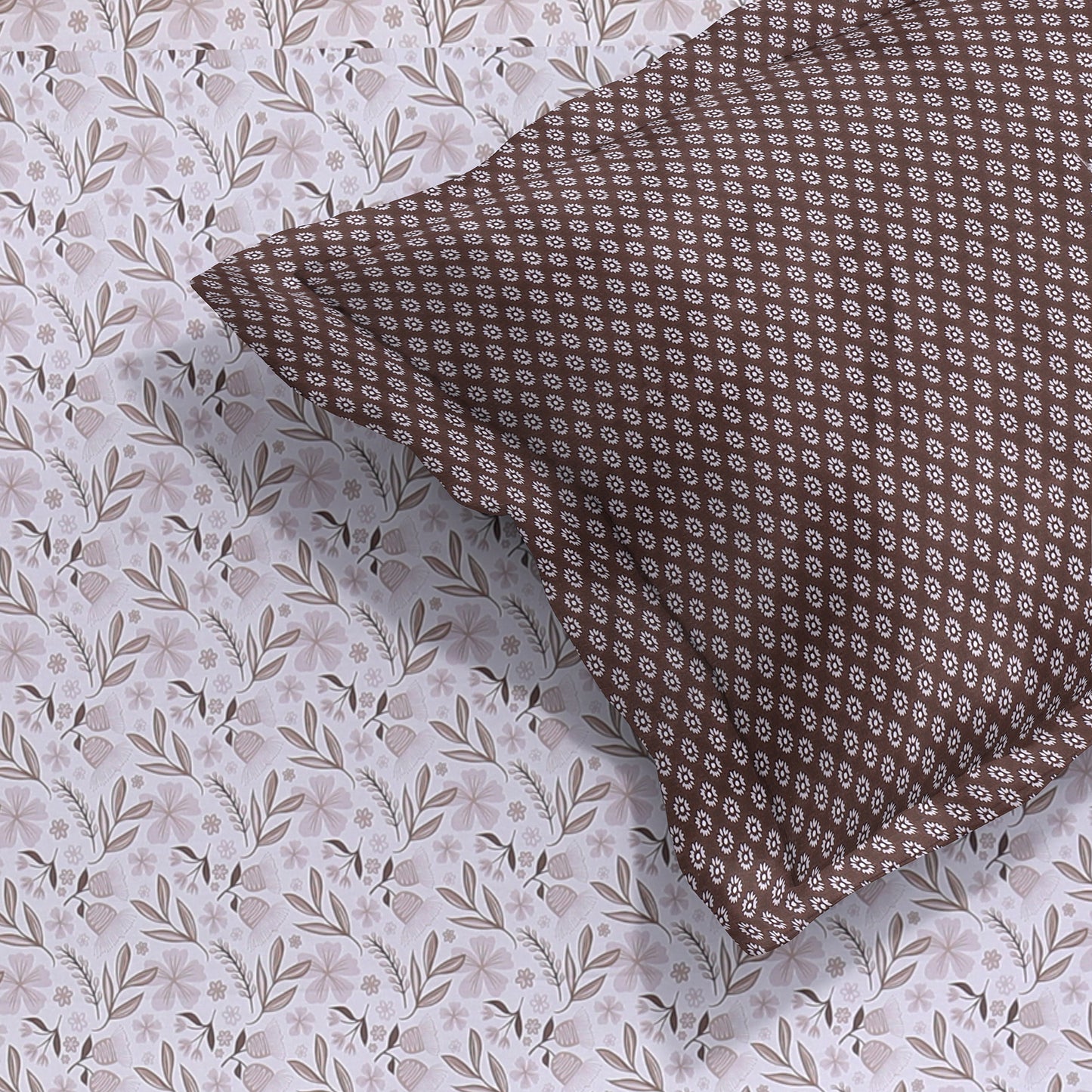 DIVORA CASA Premium 350 TC King Size Cotton Bedsheet – Soft Floral Vine Print | 108 x 108 inches