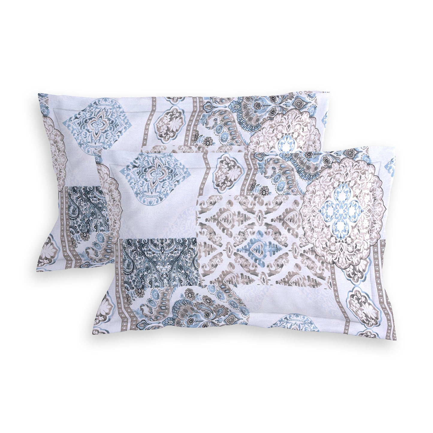 DIVORA CASA – Premium 350 TC Double Bed Cotton Bedsheet Set | Ethnic Patchwork Design | 100% Pure Cotton