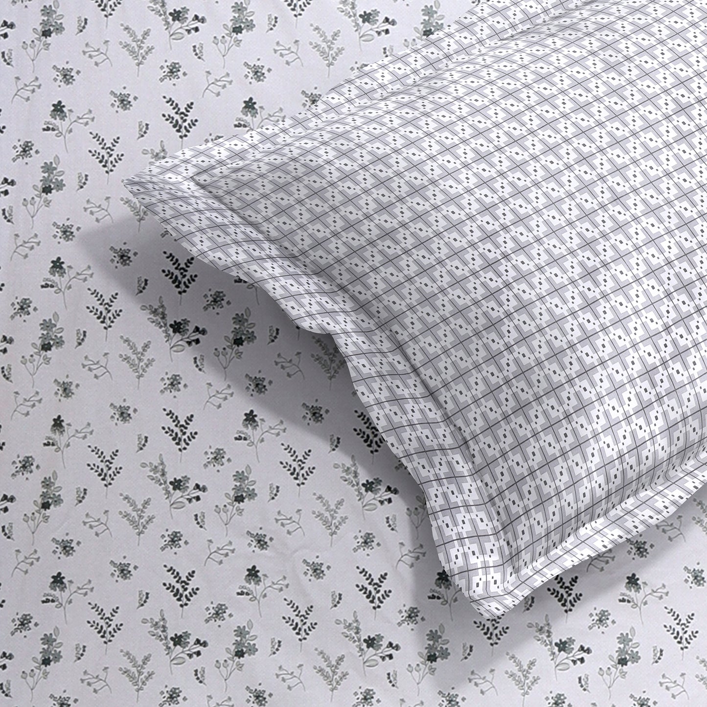 DIVORA CASA – Premium 350 TC Pure Cotton King Size Bedsheet Set | Soft Botanical Floral Design | 108 x 108 inches