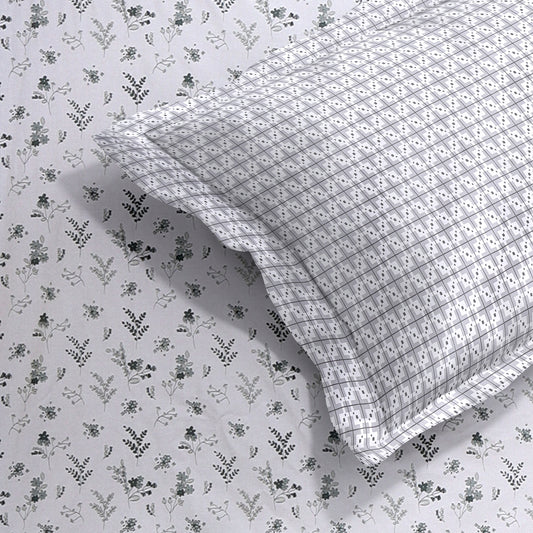 DIVORA CASA – Premium 350 TC Pure Cotton King Size Bedsheet Set | Soft Botanical Floral Design | 108 x 108 inches