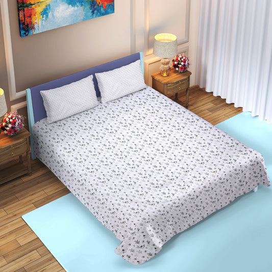 DIVORA CASA – Premium 350 TC Pure Cotton King Size Bedsheet Set | Soft Botanical Floral Design | 108 x 108 inches