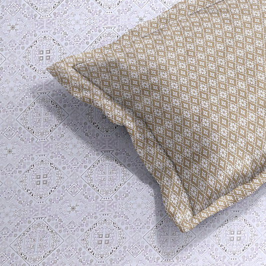 DIVORA CASA – Premium 350 TC Cotton King Size Bedsheet | Ethnic Tile Pattern | 108 x 108 inches