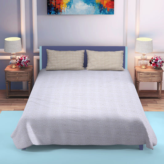 DIVORA CASA – Premium 350 TC Cotton King Size Bedsheet | Ethnic Tile Pattern | 108 x 108 inches