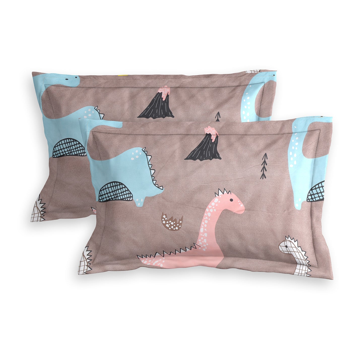 Kids’ Dinosaur Print Double Bedsheet with 2 Pillow Covers – Satin Twill | 180 TC | 225 cm × 245 cm